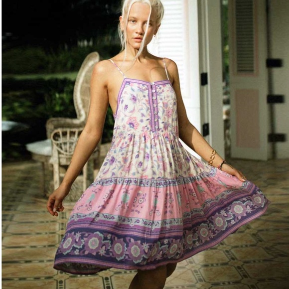 boho gypsy floral print cami mini dress - Picture 1 of 3
